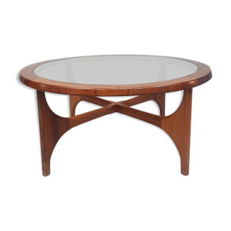 Mid century stonehill glass teak circular coffee table Scandinavian design