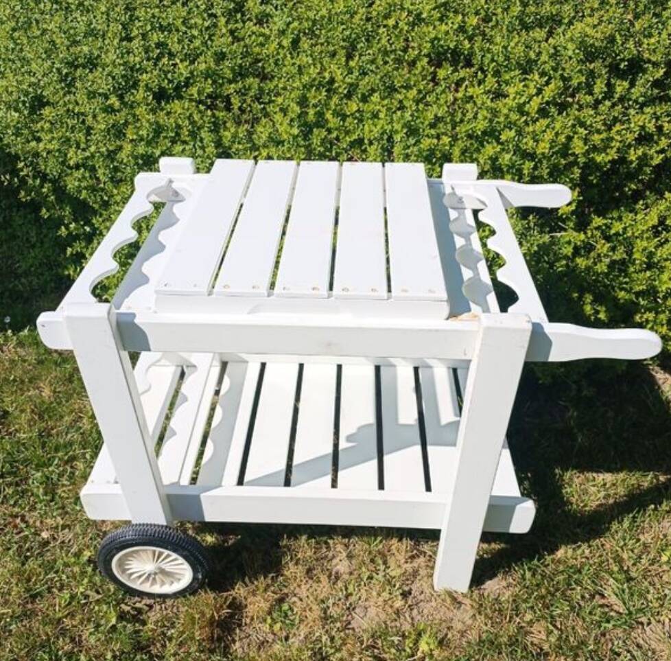 Vintage white wooden garden table