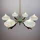 Mid-century chandelier with teak and Murano glass by Stilnovo, Italy, 1950s.