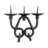 Brutalist beaten iron chandelier