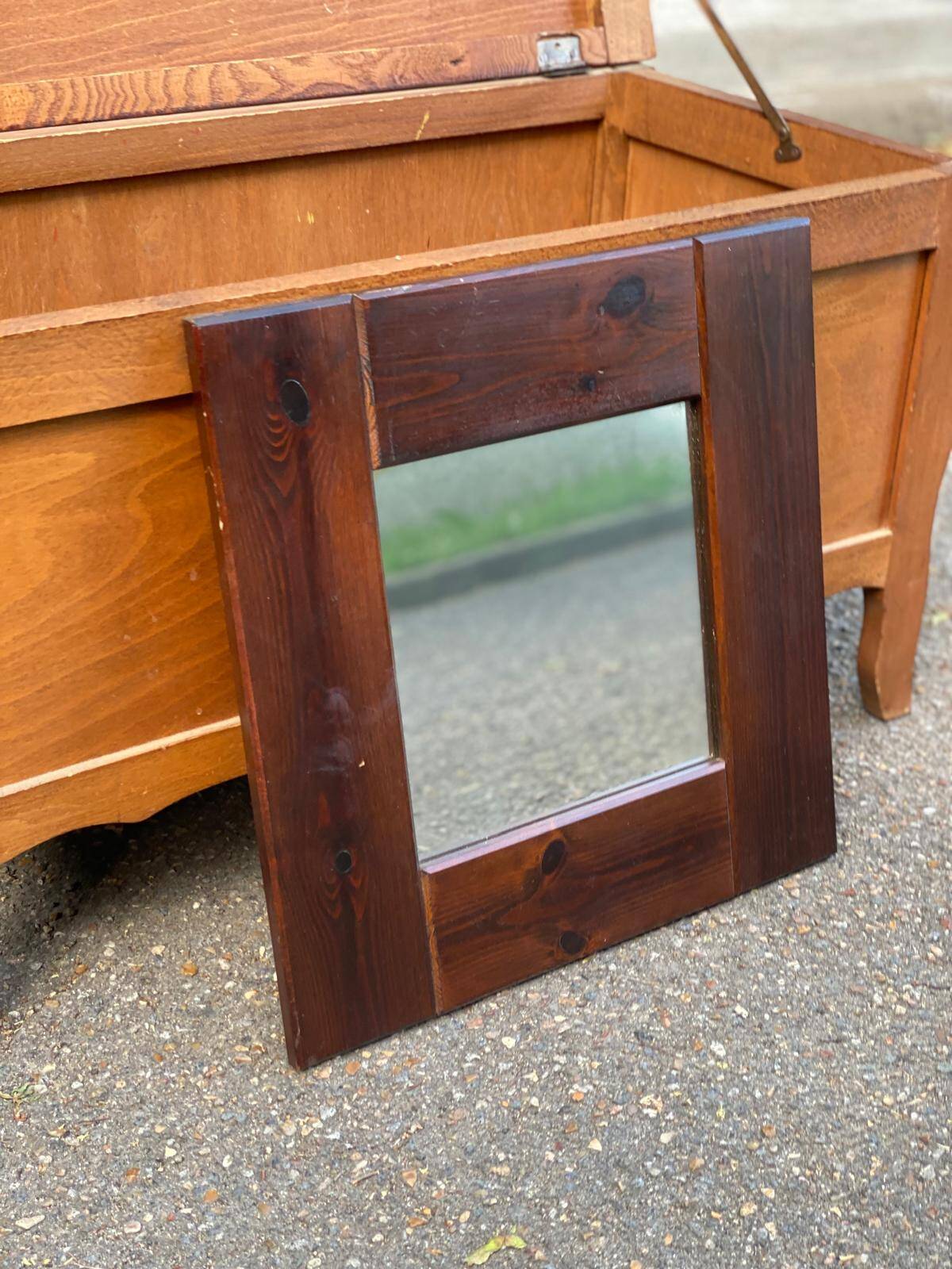 Vintage solid wood mirror 40cm
