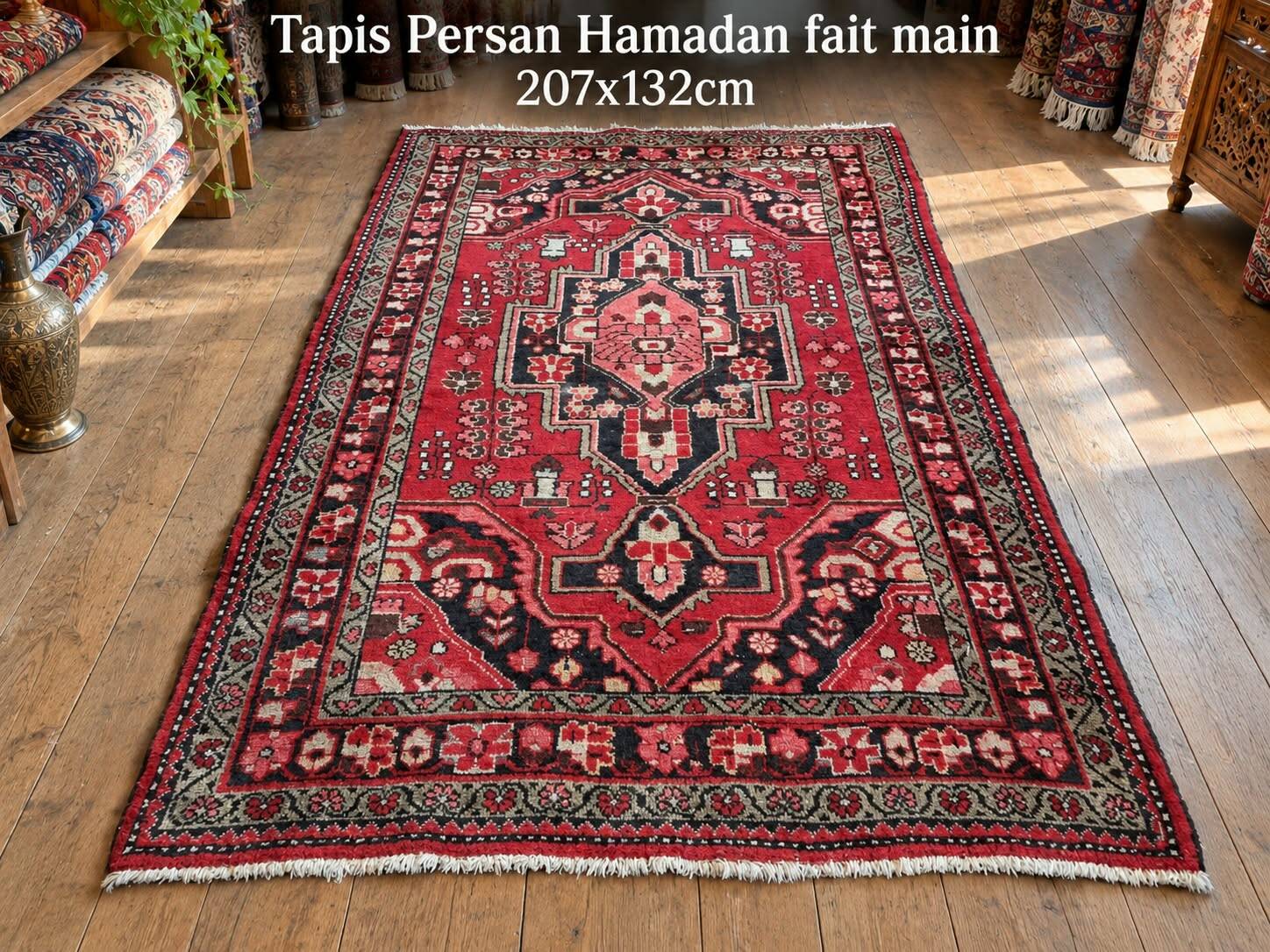 Handmade Persian Hamadan rug 207x132cm
