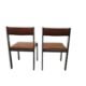 Paire de chaises vintage métal chromé & simili cuir marron (70s)