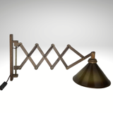 Midcentury wood and brass scissor wall lamp, Dutch 1960s