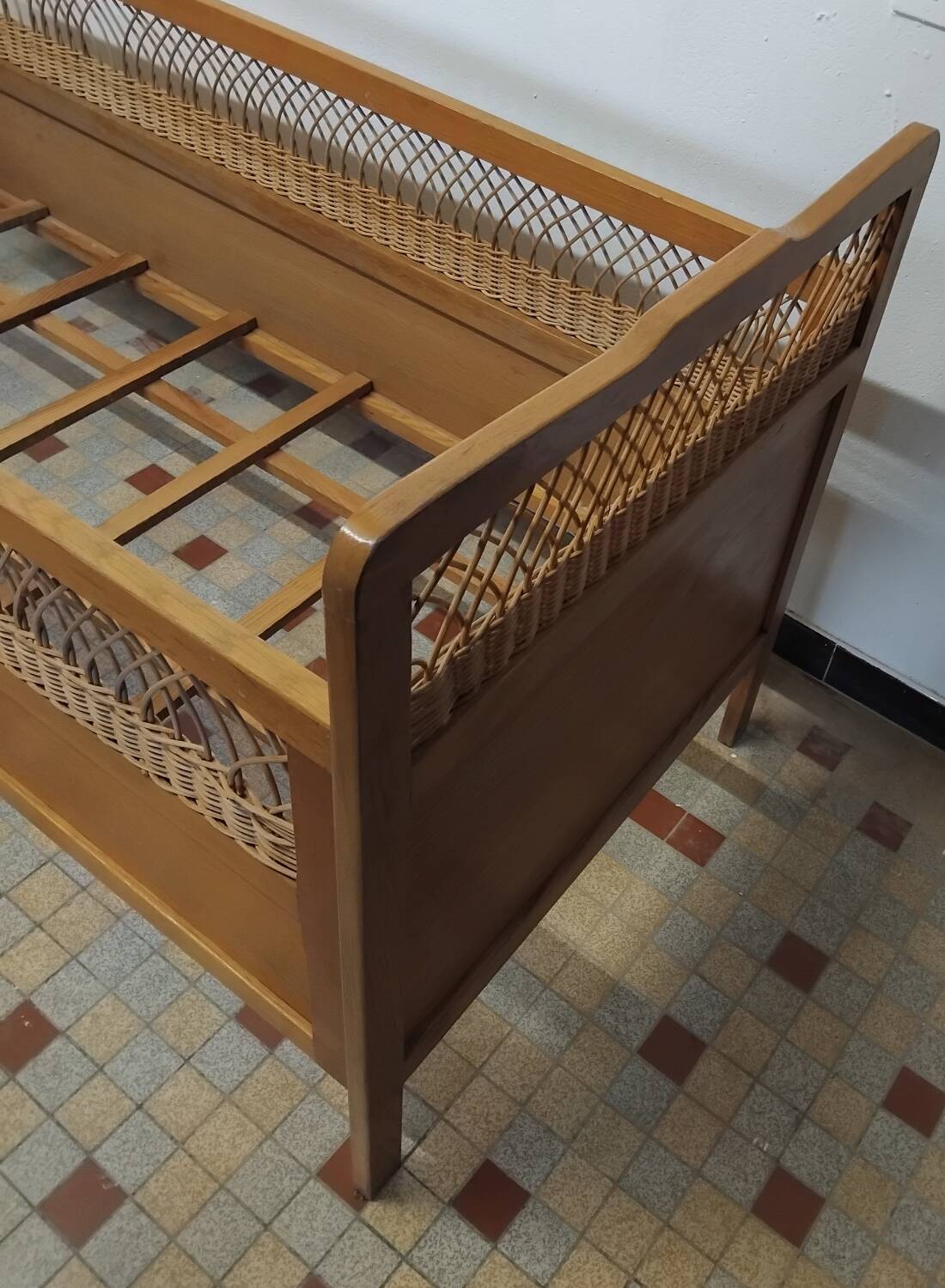 Vintage Rattan Baby Bed