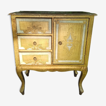Golden Florentine chest of drawers Hollywood Regency style 60s