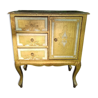 Commode Florentine dorée style Hollywood Regency années 60