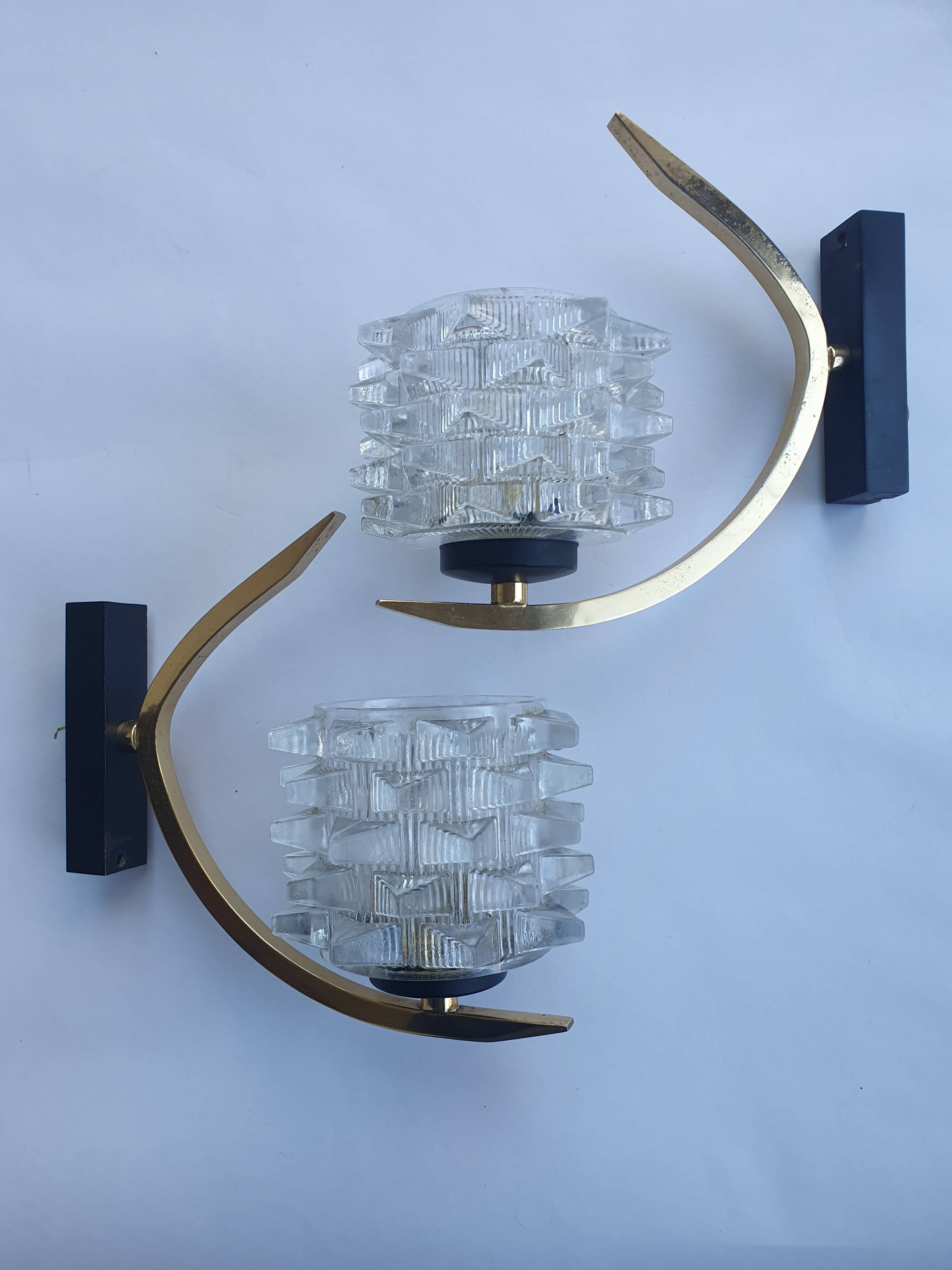 Pair of antique gold wall sconces