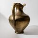 Vintage brass vase from the 1940s, hand-hammered metal, amphora shape, Italian design from the 1940s.