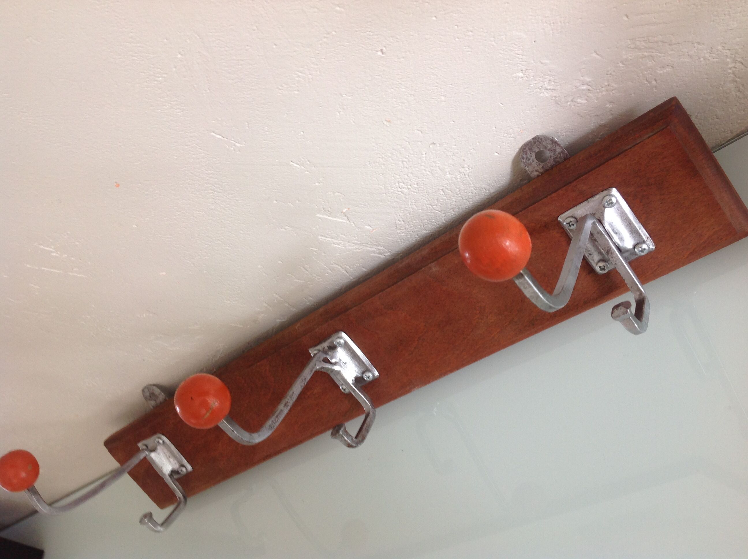 Patère à 3 têtes boules orange / vintage années 50- 60