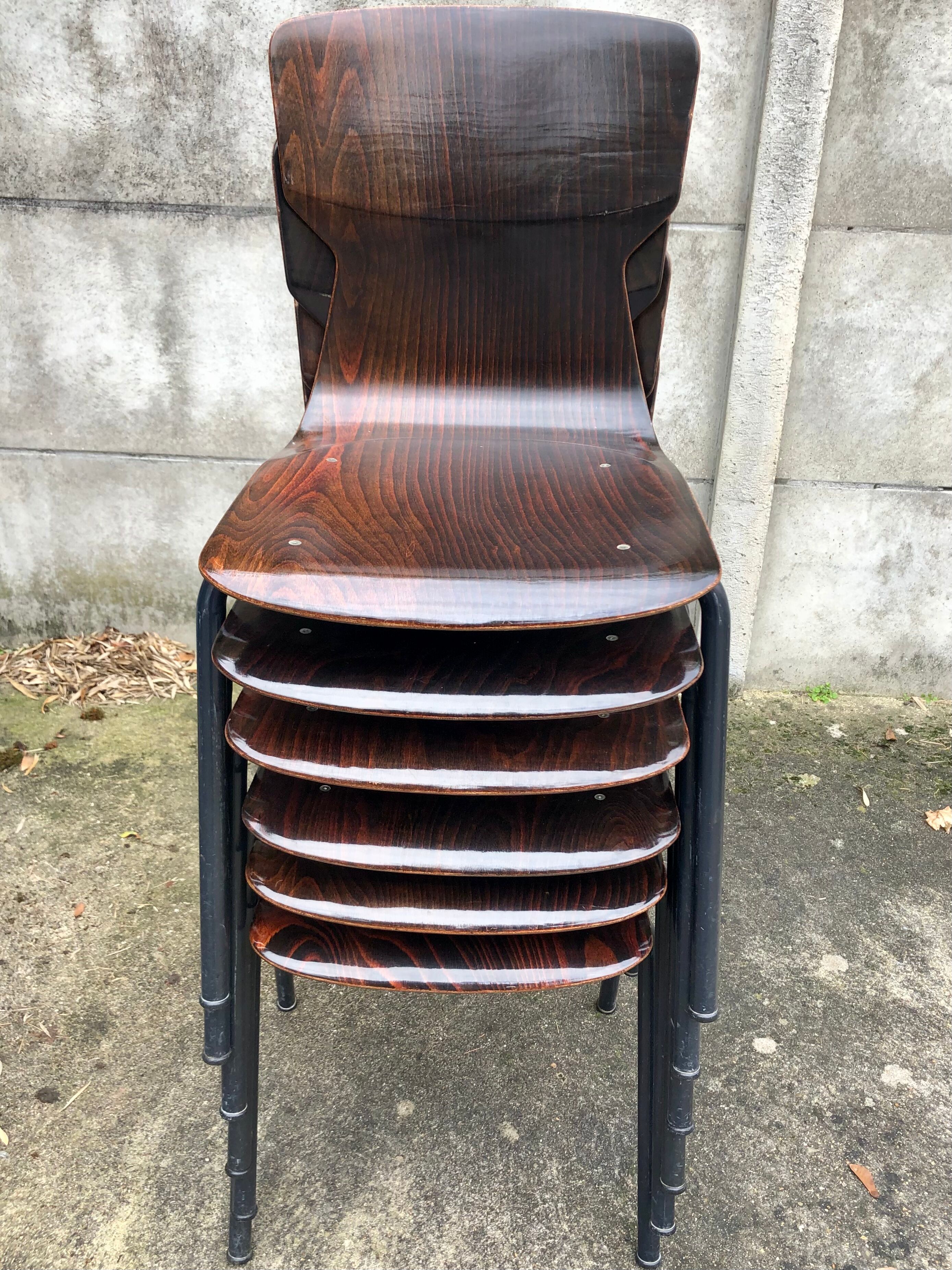 Lot de 6 chaises vintage Eromes E5