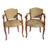 Pair of Louis XVI armchairs, upholstered in giraffe-pattern velvet