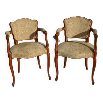 Pair of Louis XVI armchairs, upholstered in giraffe-pattern velvet
