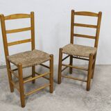Pair of rustic chairs in solid ash