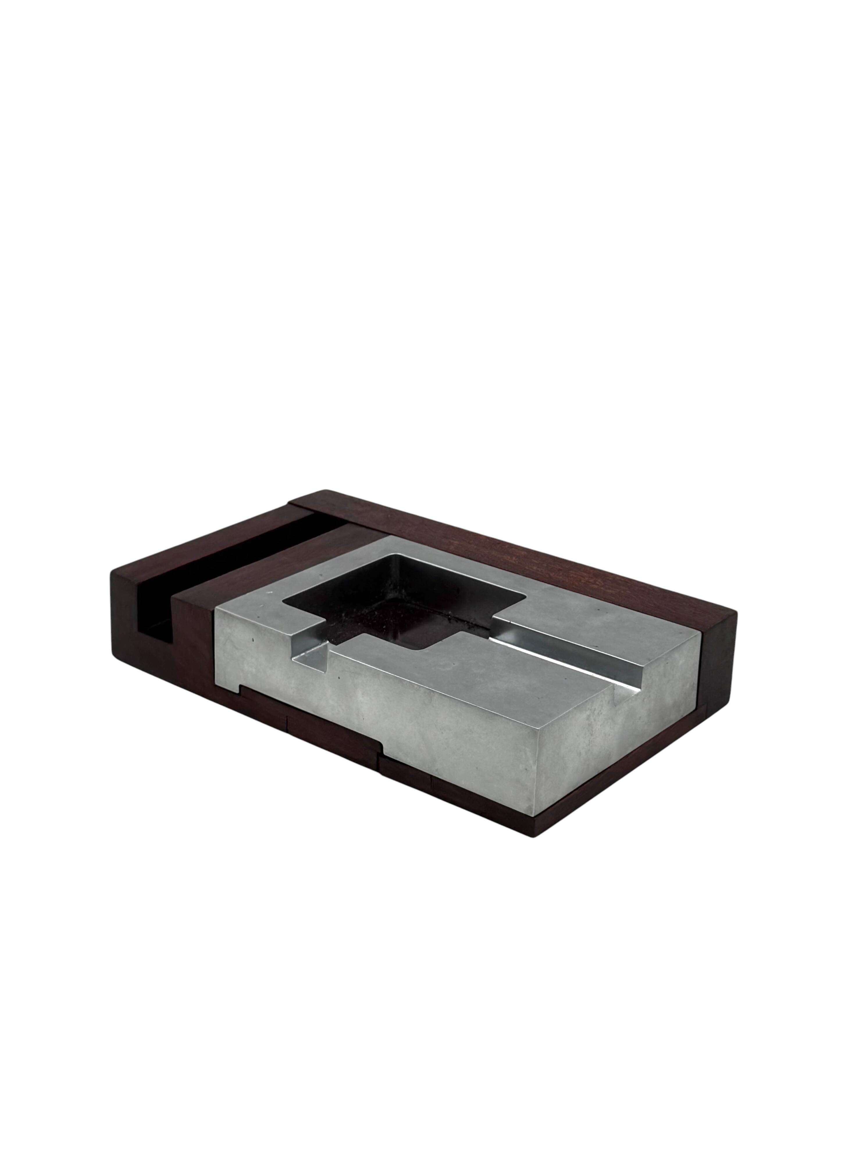 Mid-century modern mahogany ashtray, Alfred Dunhill Italy 1970s