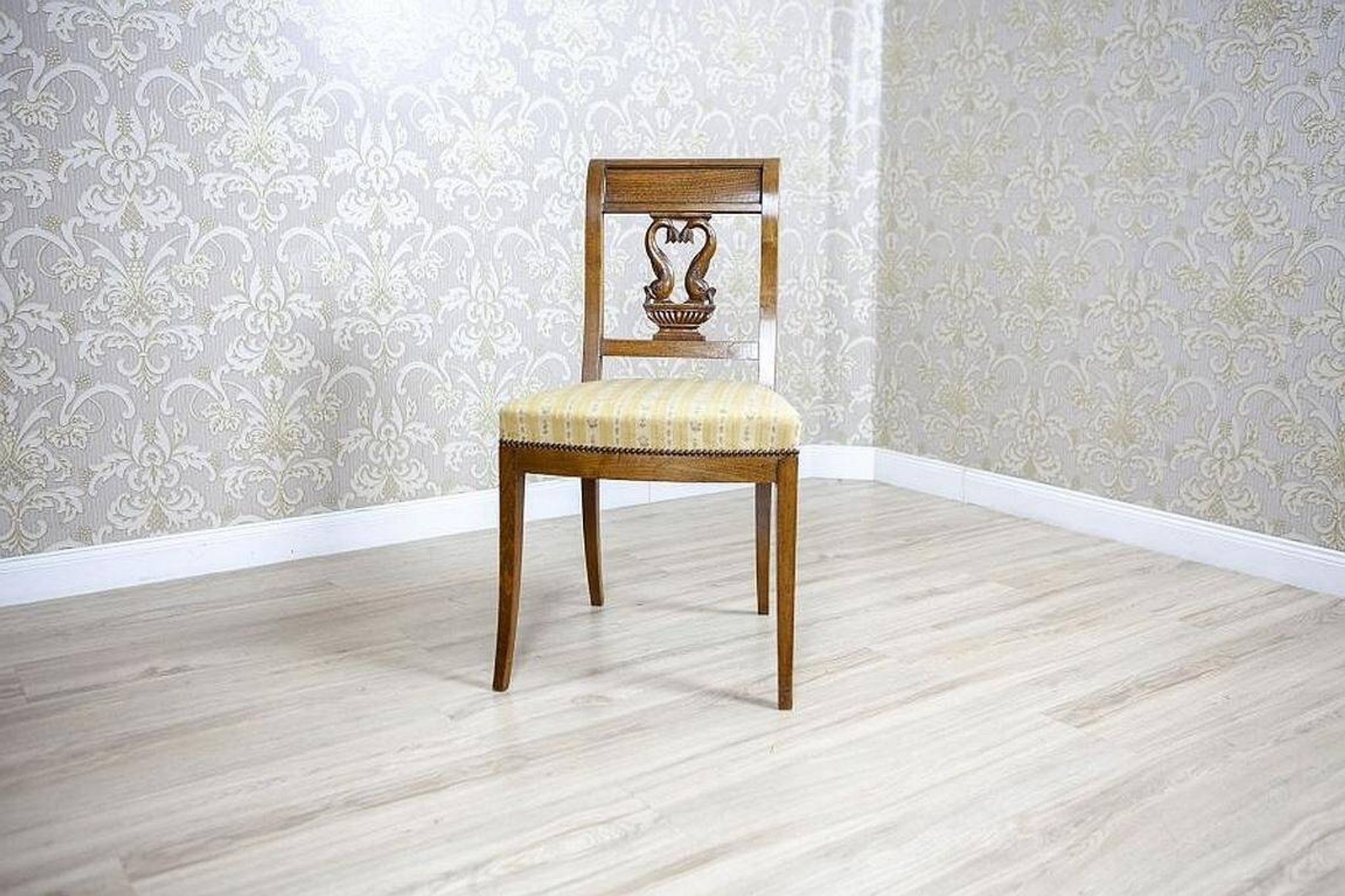 Set of 2 Ash Chairs in White Upholstery, 1950s