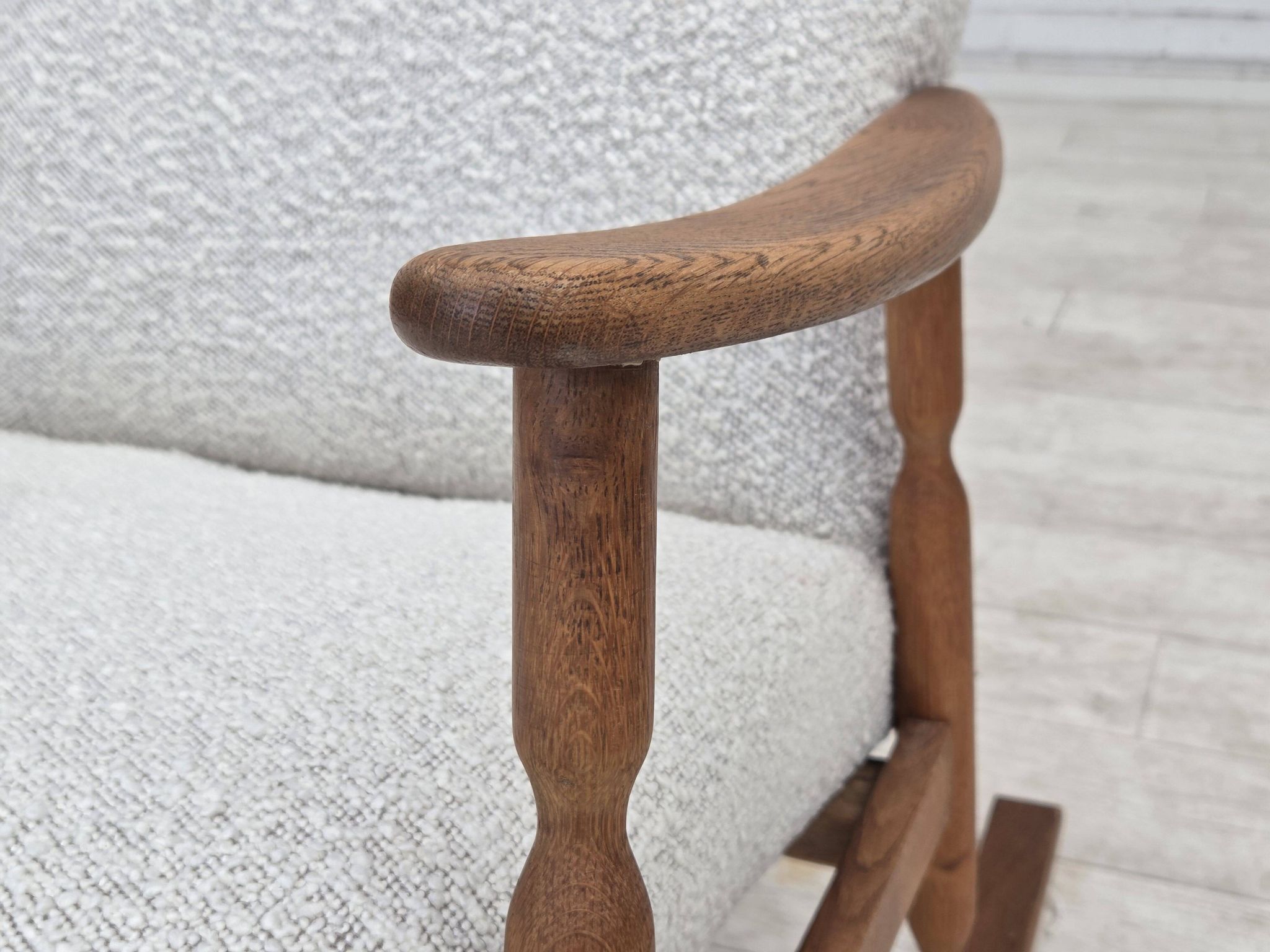 1970s, Scandinavian design, high-backed rocking chair, reupholstered.