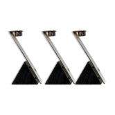 Suite of 3 1970 chrome and marble candlesticks