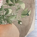 Watercolor with vintage double-sided rose bouquets