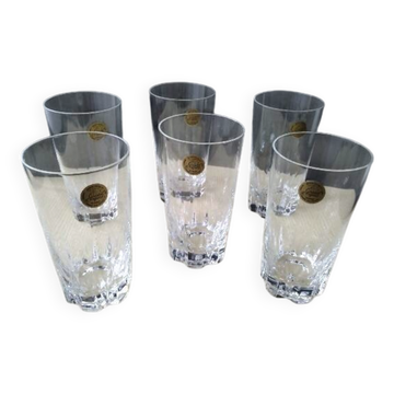 Box of 6 water or orangeade glasses Cristal d'Arques Cheverny model
