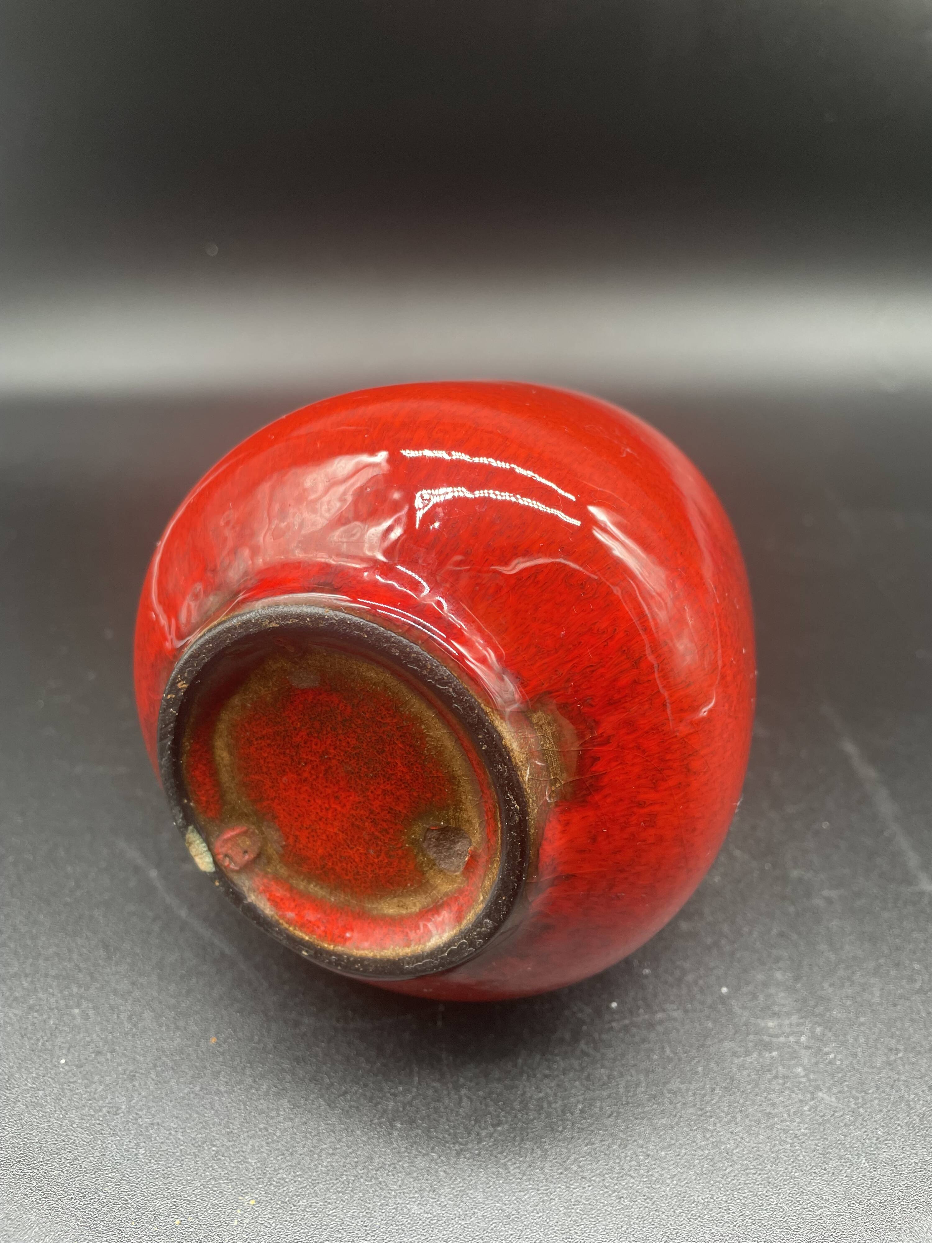 Vintage red ceramic pitcher – Germany, 1960s–70s – Mid-century decor