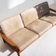 Canapé Convertible / Daybed Danois en Teck & Cuir Vintage 1960