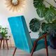 Scandinavian velvet armchair in duck blue, 1950s-60s.
