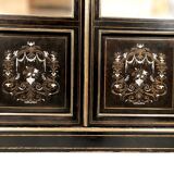 Napoleon III bookcase, blackened wood inlaid with brass, ivory and mother-of-pearl