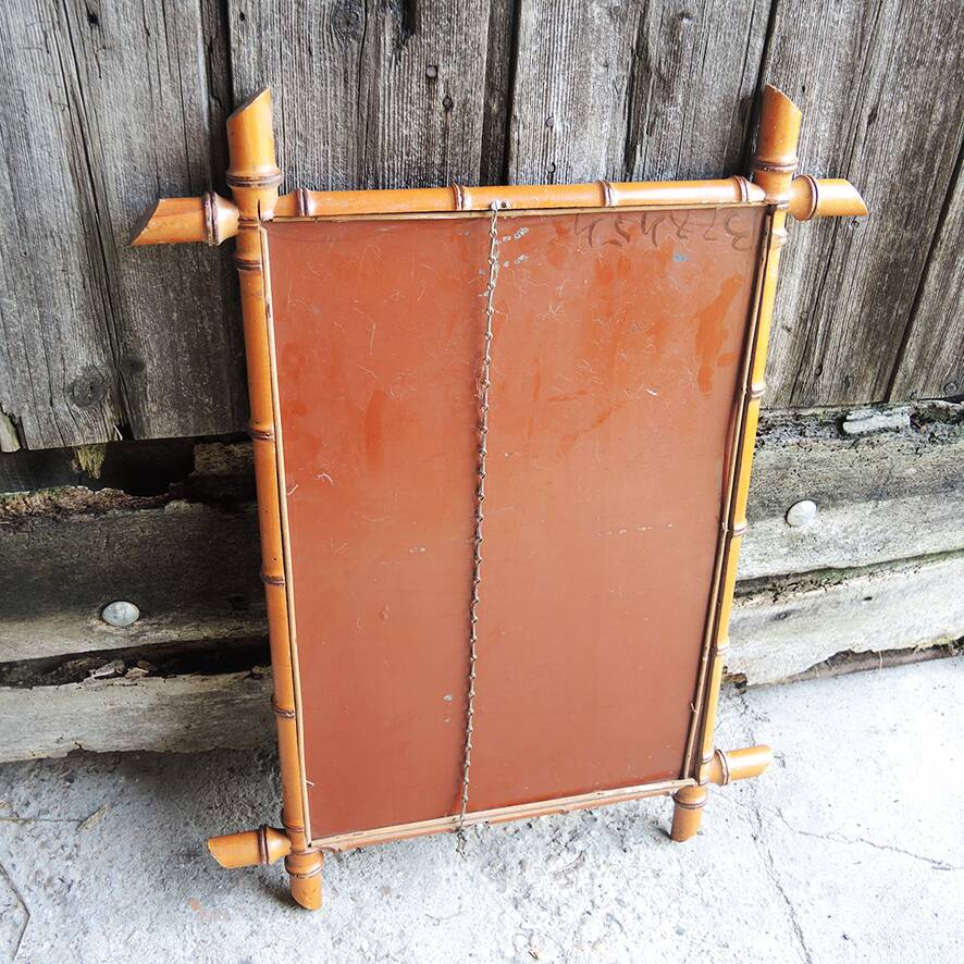 Old Faux Bamboo Mirror H 72 x H 53 cm