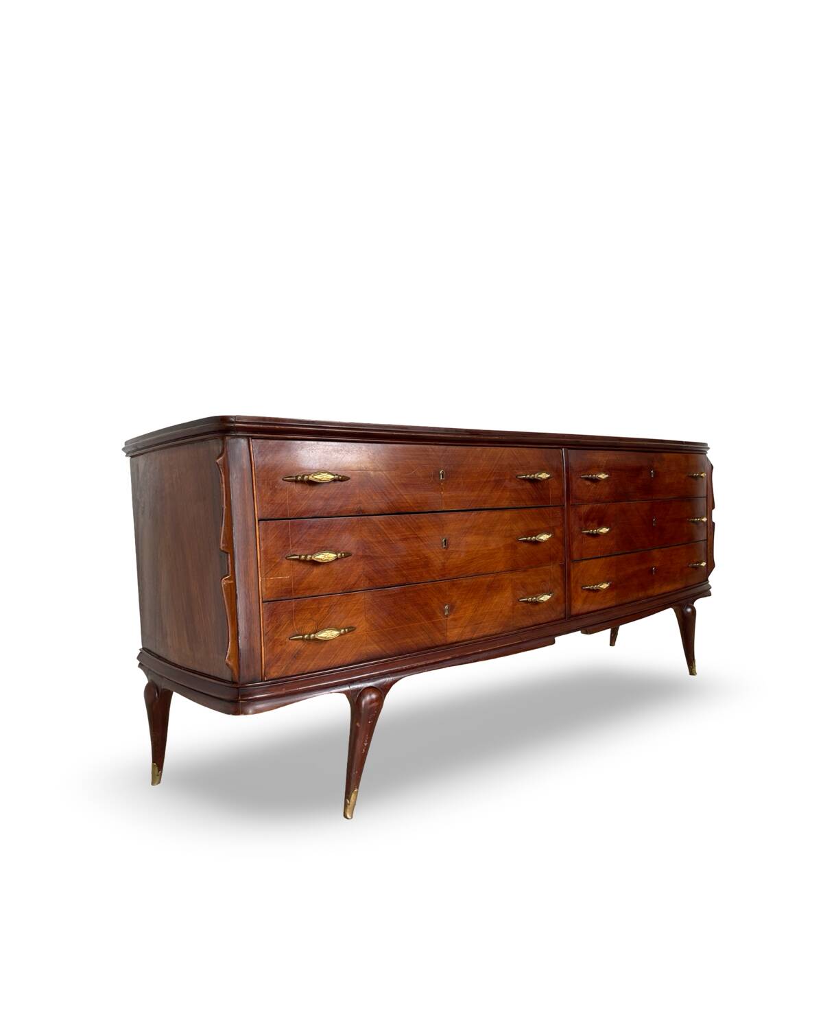 Commode en placage de palissandre avec plateau en onyx vert