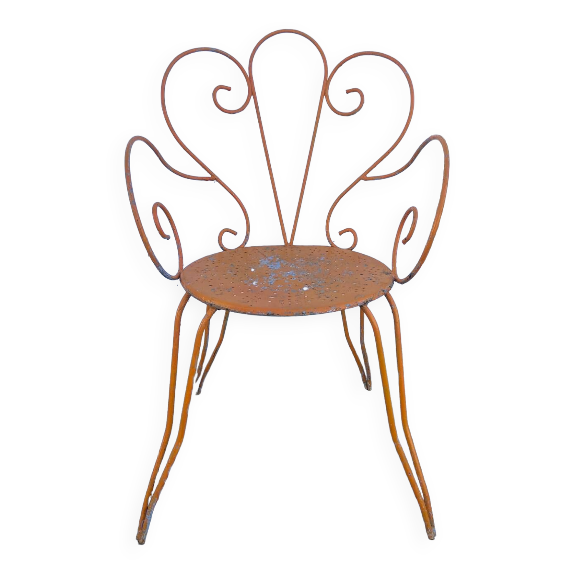 Orange wrought iron chair
