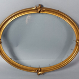 Old oval frame and glass foliage 40x30 cm wood stucco gilding gold leaf SB