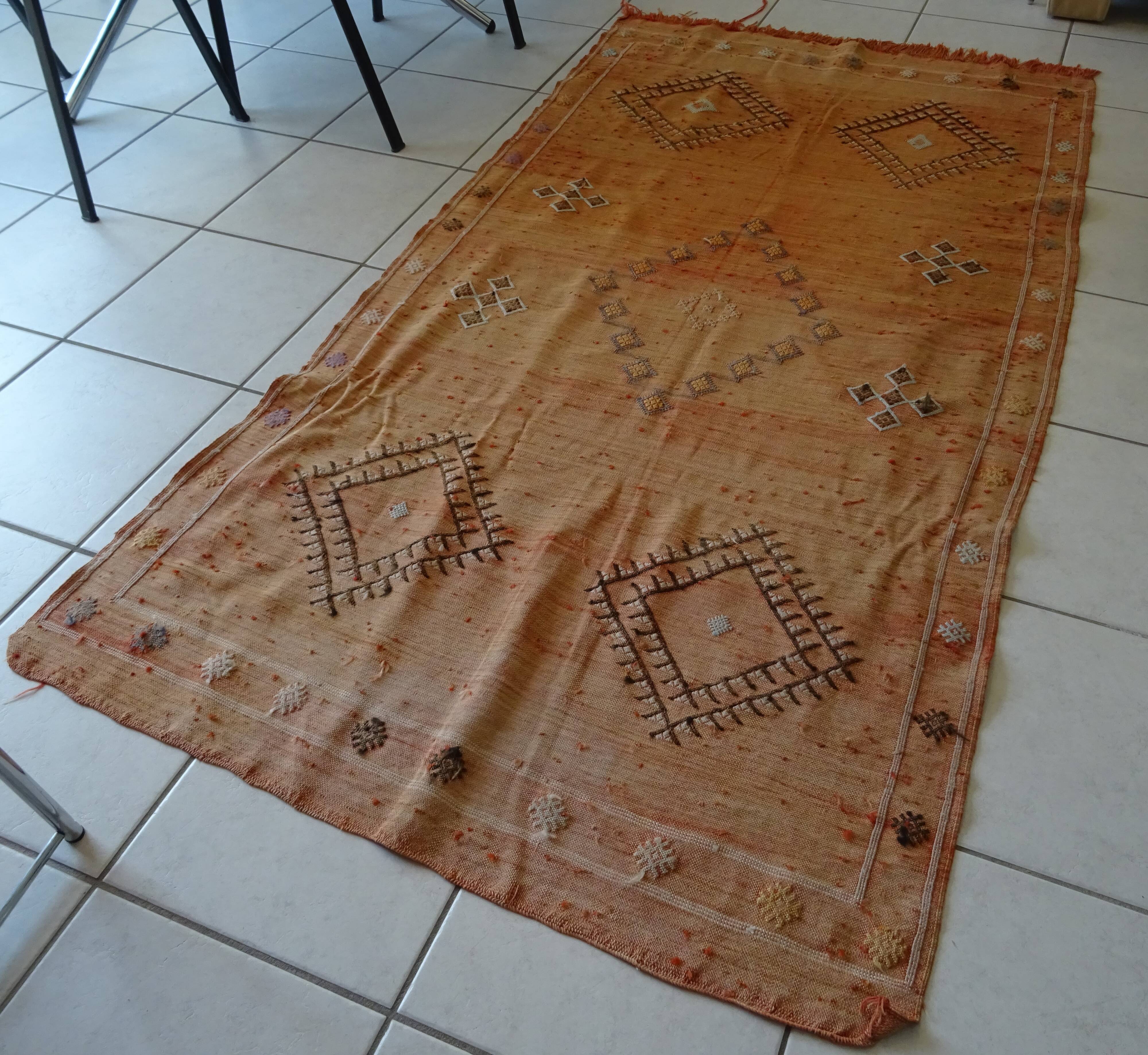 Berber carpet sabra Morocco plant fibers around 1930