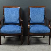 Pair of mahogany armchairs, Restoration period – early 19th century