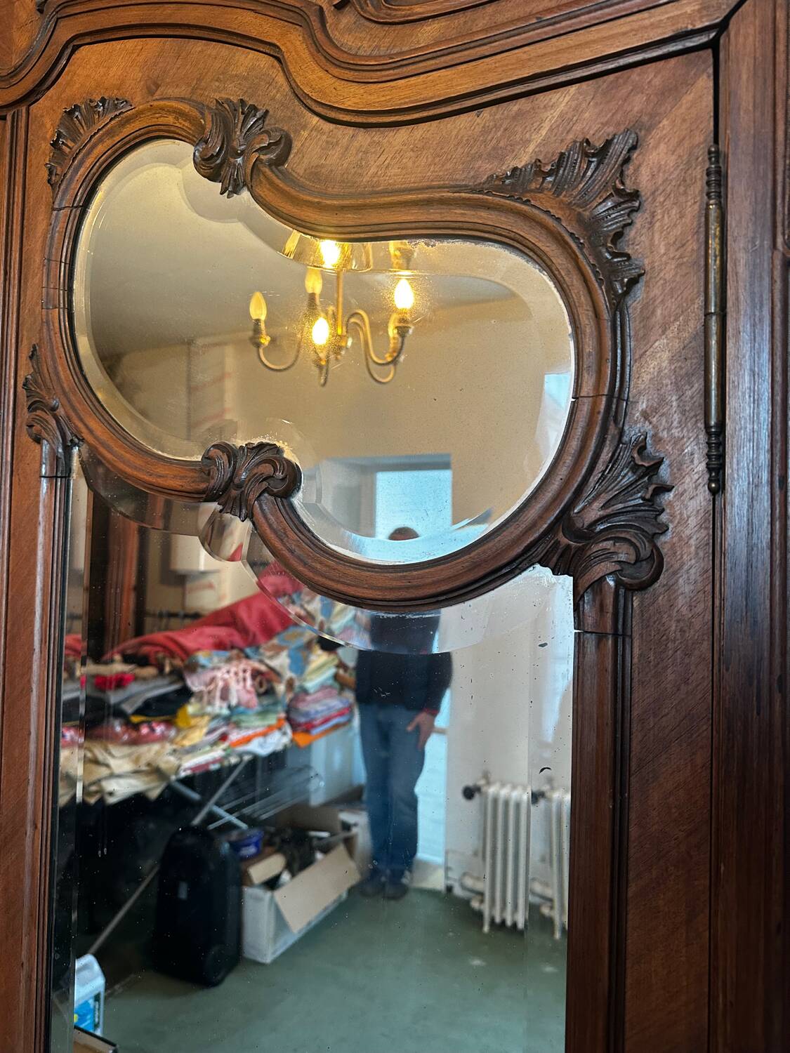 Carved walnut wardrobe – late 19th century Louis XV style