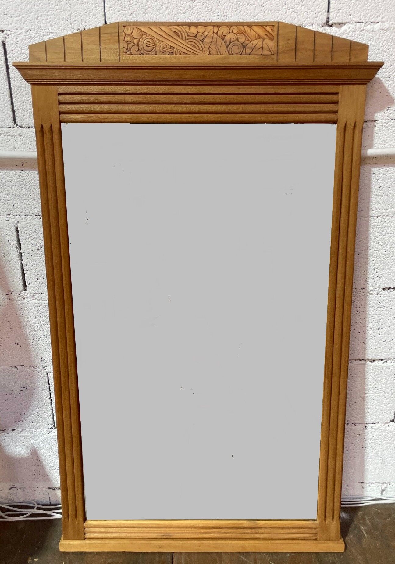 Bevelled oak Art Deco mirror 133x80