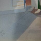 Janick LEDERLE: Small street in Santorini, original signed lithograph