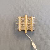Old Swedish wall lamp, made of hard pressed glass, brass and metal
