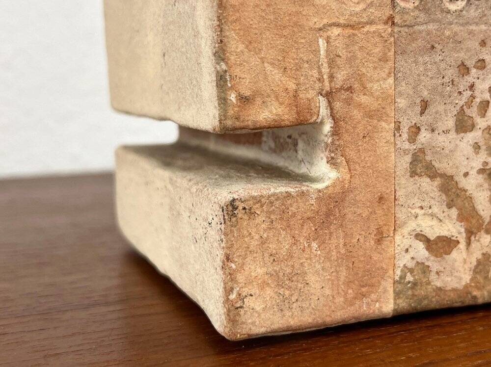 Klaus Lehmann, Cubist art sculpture in postmodern German brutalist ceramic Studio Pottery no. 337 81, 1981