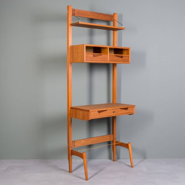 Étagère modulable, bureau en teck par Brodrene Jatog Mobelfabrik, Norvège 1960