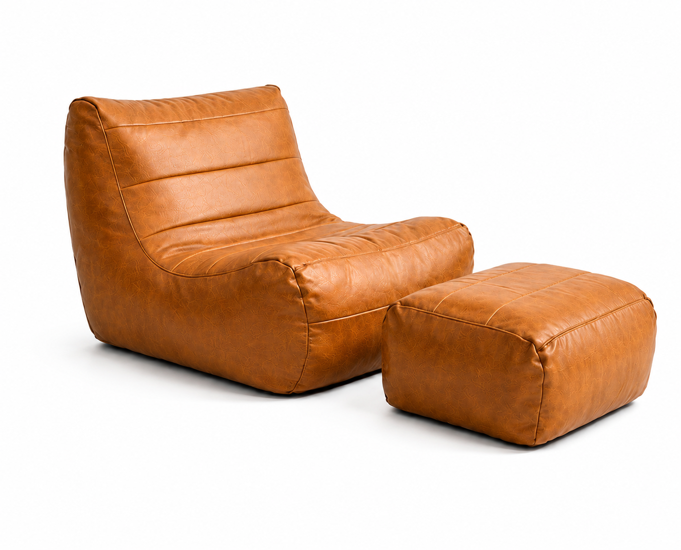 Vintage camel lounge chair with footrest