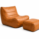 Vintage camel lounge chair with footrest
