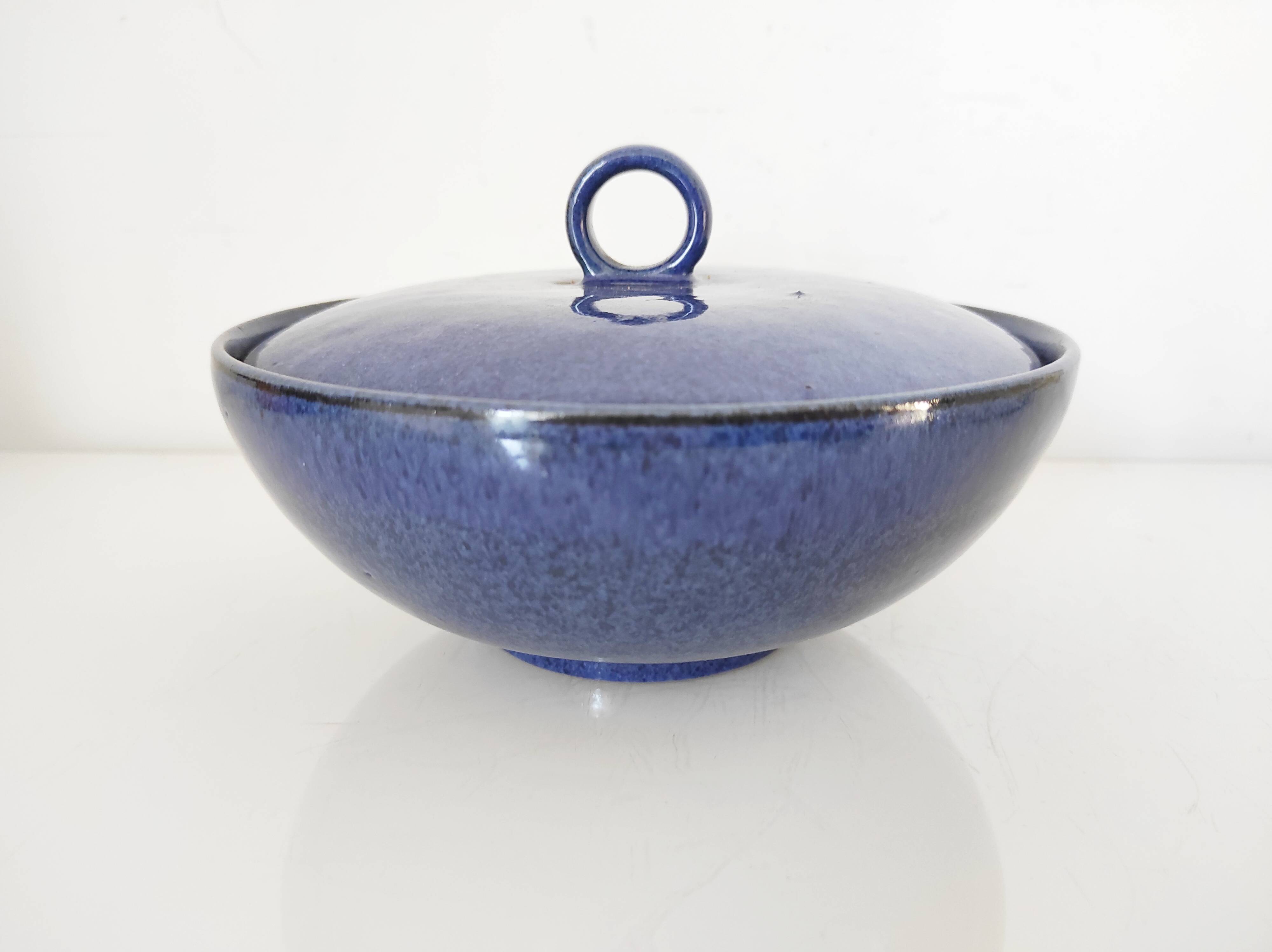 Dark blue ceramic candy box