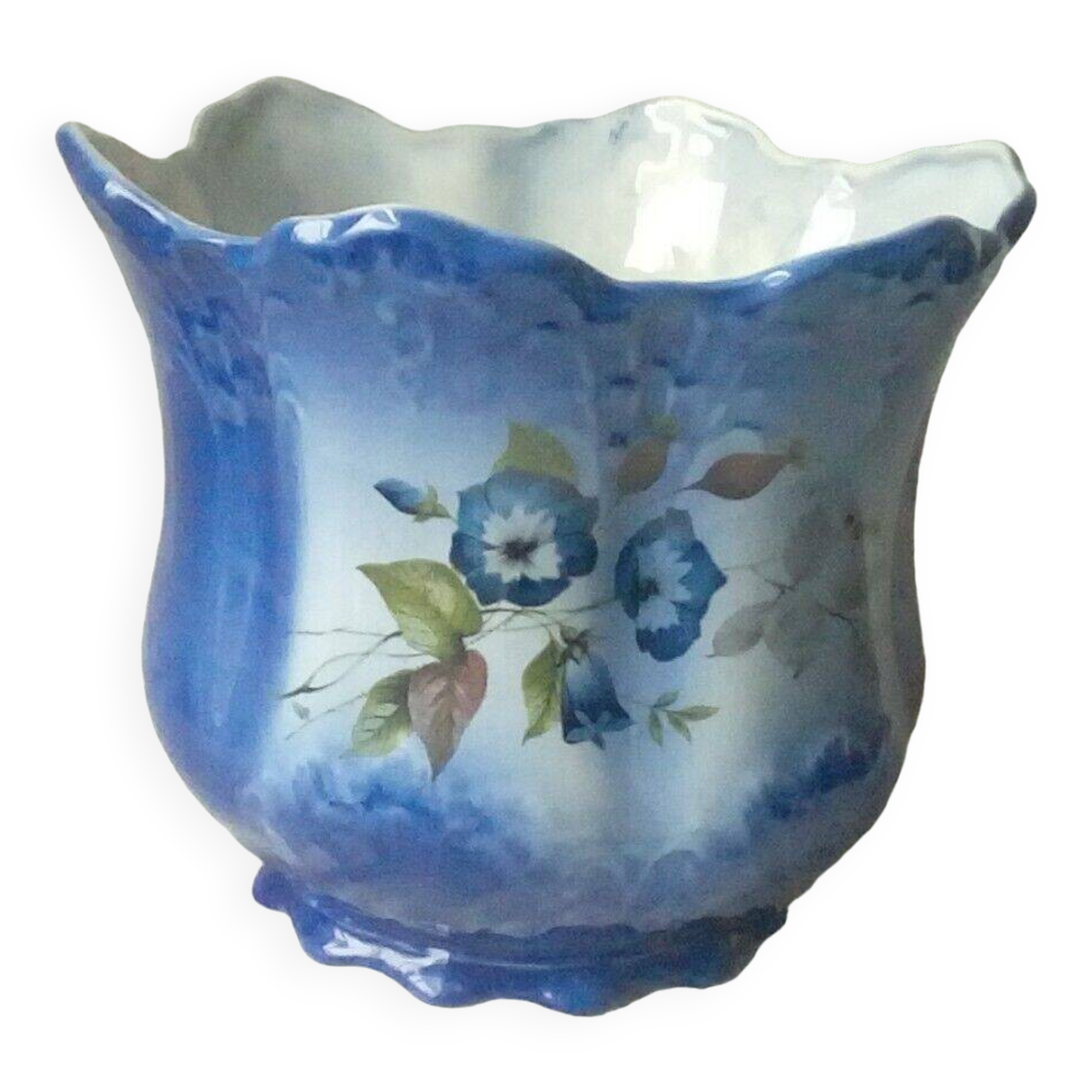 English earthenware planter stafforshire england floral decor