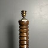 Brutalist midcentury wood turned cocoon floor lamp