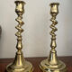 Pair of twisted solid brass candle holders
