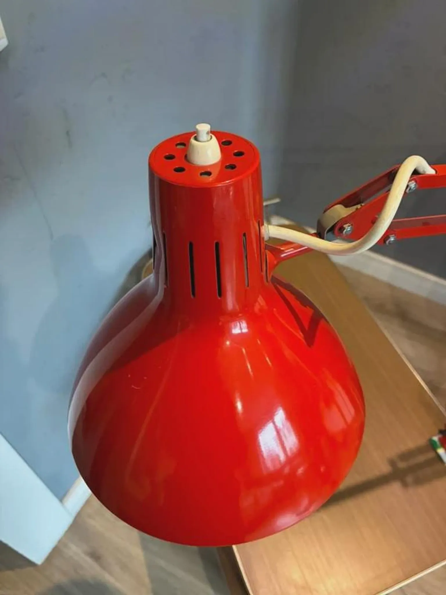 Luxo L-1 architect desk lamp by Jacob Jacobsen, red, 1960s
