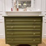 Art Deco chest of drawers - marble - wood green