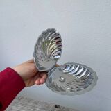 Silver-plated metal shell butter dish