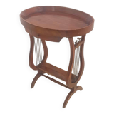 Vintage French Side Table with Lyre-Shaped Legs and Oval Tray Top